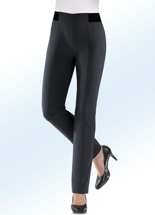 Broeken - Broek met speciale bandafwerking, in Größe 018 bis 235, in Farbe ZWART Ansicht 1