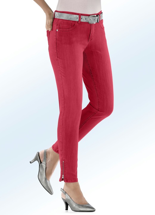 Broeken - Magic-Jeans met modieuze ritsen aan de broekspijpuiteinden, in Größe 017 bis 050, in Farbe ROOD Ansicht 1