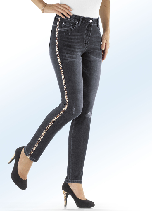 Broeken - Jeans met trendy sierband, in Größe 034 bis 036, in Farbe ANTRACIET Ansicht 1