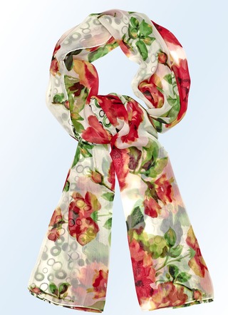 Sjaal met patroon van rozenbloesem en blaadjes