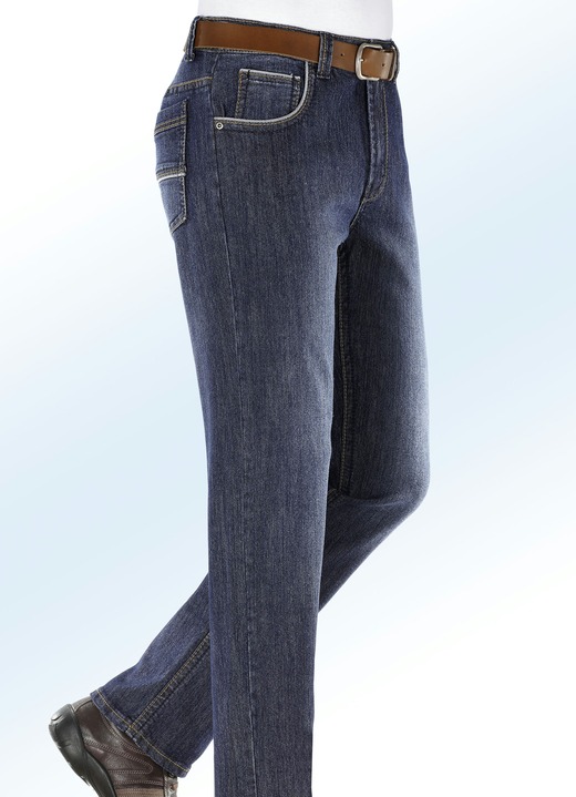 Jeans - Jeans met modieuze details in 3 kleuren, in Größe 024 bis 060, in Farbe JEANSBLAU Ansicht 1