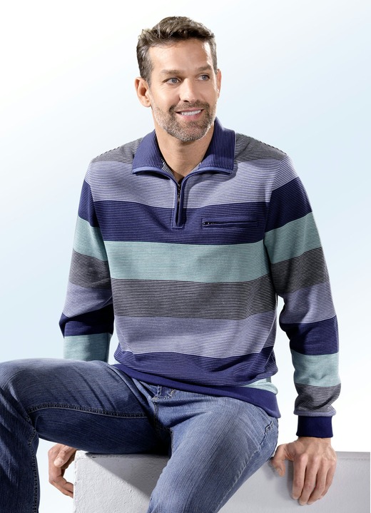 Shirts & sweatshirts - Troyer met elastische manchetten aan de mouwen, in Größe 046 bis 062, in Farbe MARINE-MINT-LICHTBLAUW-WIT