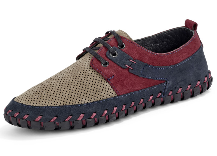 Instappers & veterschoenen - Gemini veterschoenen in een zomers design, in Größe 040 bis 046, in Farbe GRIJS-BORDEAUX-MARINE Ansicht 1