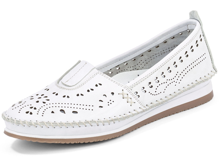 Slipper & Schnürschuhe - Andrea Conti Mokassin-Slipper mit hübscher Perforierung, in Größe 036 bis 042, in Farbe WEISS Ansicht 1