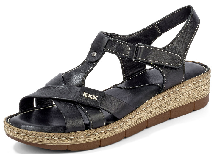 Sandalettes & slippers - Andrea Conti barsandaal van rundnappaleer, in Größe 036 bis 042, in Farbe ZWART Ansicht 1