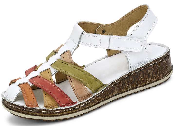 Sandalen & slippers - Gemini sandaaltjes met bandjes en een subtiele gekreukelde structuur, in Größe 036 bis 042, in Farbe WIT-MULTICOLOR Ansicht 1