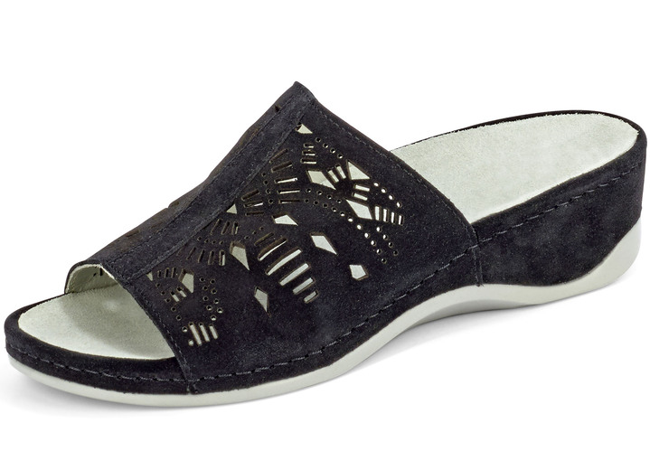 Sandalen & slippers - Mubb muiltjes met antieke perforaties, in Größe 036 bis 042, in Farbe ZWART Ansicht 1