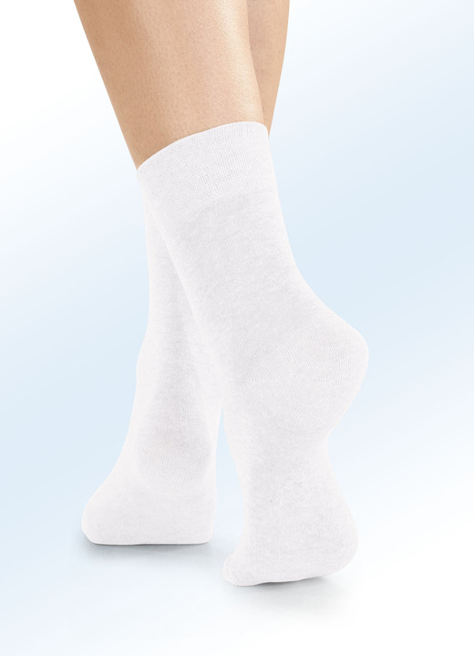 Kousen & panty's - Vier-pack sokken met biologisch katoen, in Größe 1 (Schuhgr. 35-38) bis 3 (Schuhgr. 43-46), in Farbe 4X WIT Ansicht 1