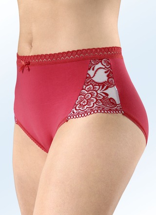 Pak van vier slip met elastische flockprint-tule-inzetstukken