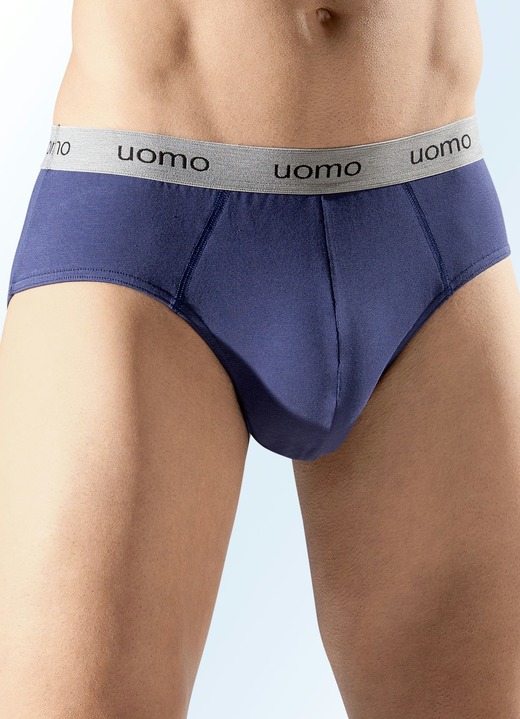Slips & onderbroeken - 5-pack slips, effen, met elastische band, in Größe 004 bis 010, in Farbe 3x NAVY, 2x ZWART