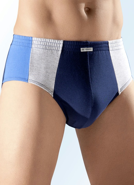 Slips & onderbroeken - Set van meerdere slips met zijpanelen, in Größe 004 bis 009, in Farbe 3X MARINE-KONINGSBLAUW-GRIJS GEMÊLEERD, 2X MARINE-ROOD-GRIJS GEMÊLEERD, in Ausführung verpakking van vijf slips