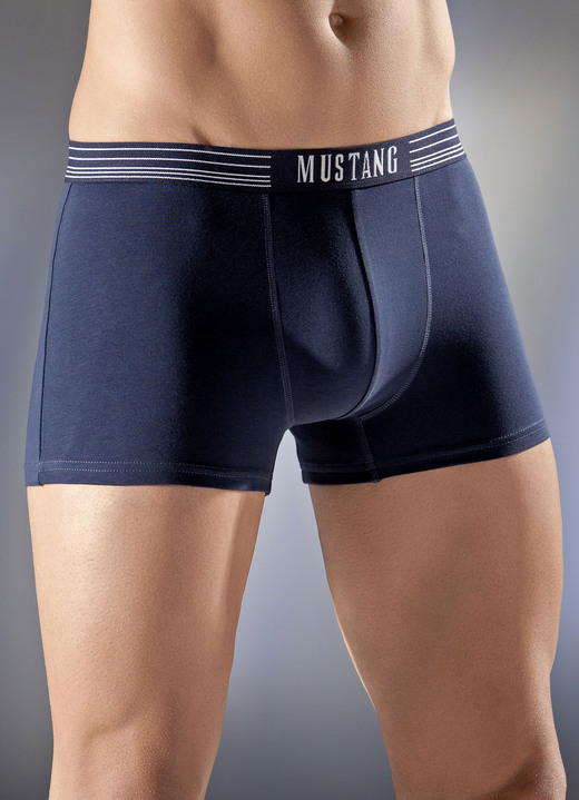 Pants & boxershorts - Mustang set van drie boxershorts, uni, in Größe L (6) bis XXL (8), in Farbe 2X NAVY, 1X GRAFIET Ansicht 1