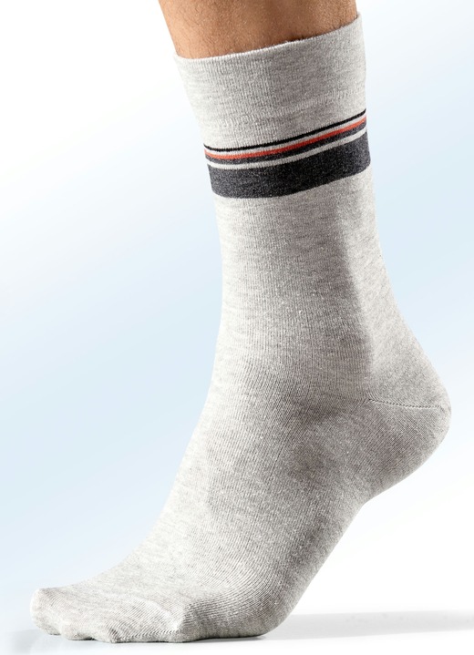 Kousen - Pak van vijf paar sokken, schacht en band extra breed, in Größe 001 (Schoenmaat 39-42) bis 003 (schoenmaat 47-50), in Farbe 2X LICHTGRIJS, 3X ANTRACIET Ansicht 1