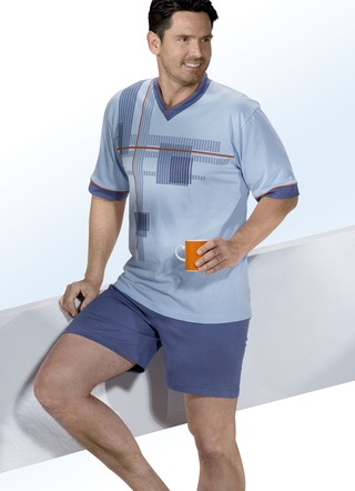 Shortama met V-hals en geplaatste print