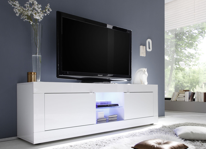 SALE % - TV-meubel met led-verlichting, in Farbe WIT