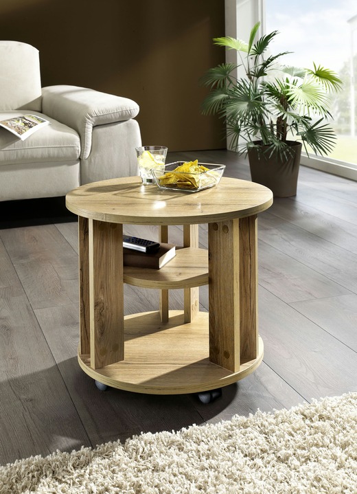 Salontafels - Salontafel met 2 planken en 4 wielen, in Farbe EIKEN Ansicht 1
