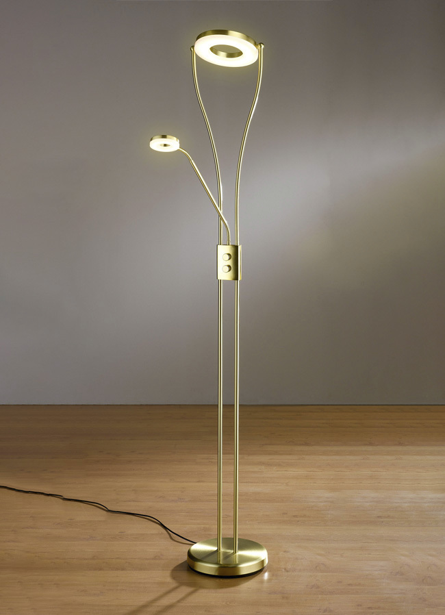 Staande led-lamp, uplight, met leeslamp - Lampen & lampjes | BADER