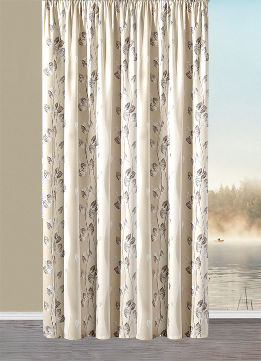 Klassiek - Overgordijn van satijn met universele railband van satijn, in Größe 340 (H 125 x B 65 cm) bis 456 (H 245 x B 140 cm), in Farbe BEIGE Ansicht 1