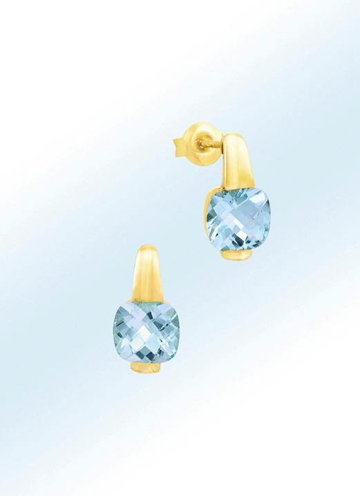 Oorbellen - Moderne oorbellen met blauwe topaas, in Farbe