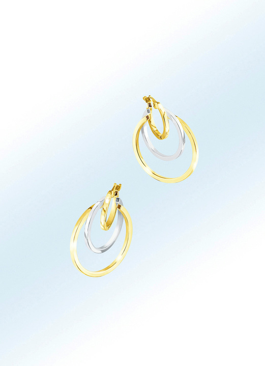 Oorbellen - Moderne, chique creoolse oorbellen in twee kleuren, in Farbe