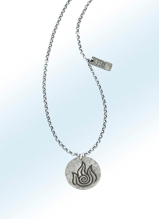 Hangers - Zilveren kettinghanger 'Element vuur', met ketting, in Farbe