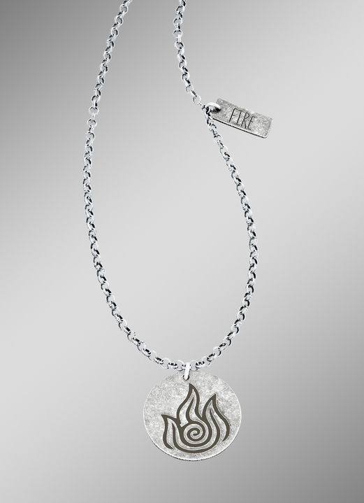Hangers - Zilveren kettinghanger 'Element vuur', met ketting, in Farbe