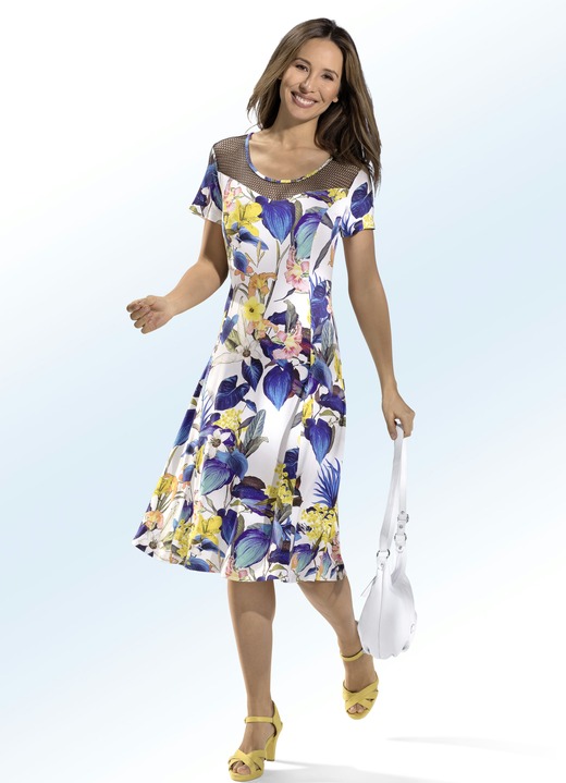 - Pull-on zwaai-jurk, in Größe 036 bis 054, in Farbe ECRU-BLAUW