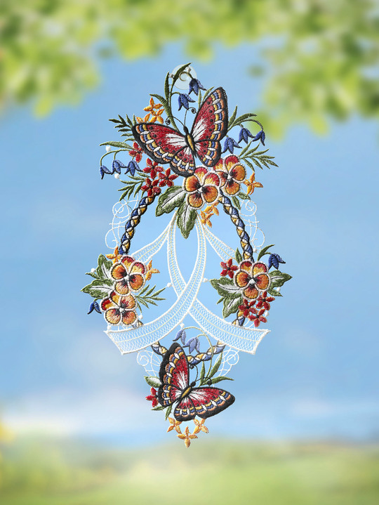 Raamhangers - Raamdecoratie vlinder van kantwerk uit Plauen, in Farbe MULTICOLOR
