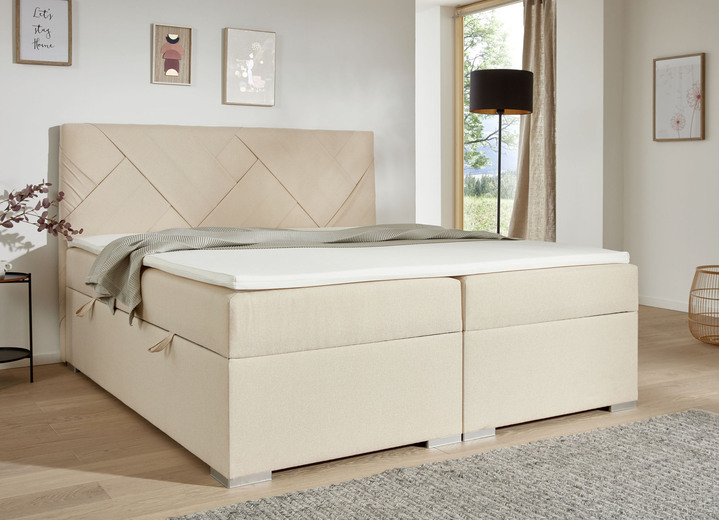 Boxspring - Boxspringbed met topmatras, in Farbe BEIGE Ansicht 1