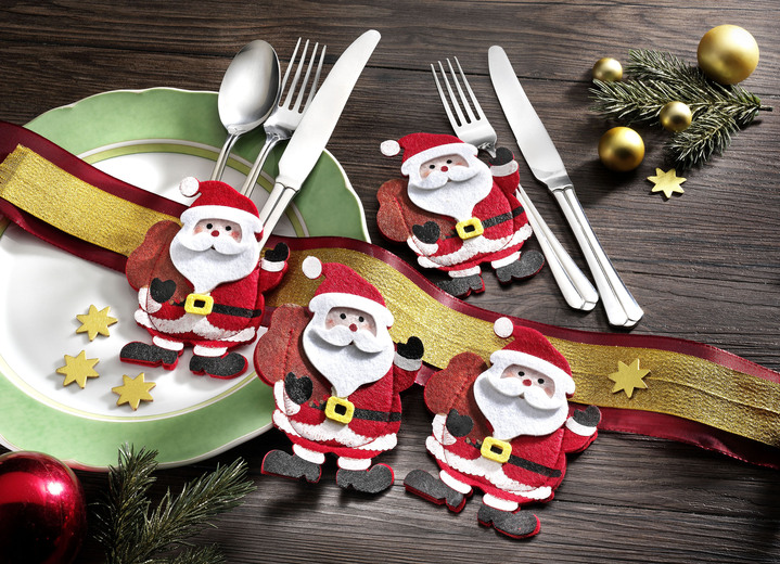 Kerstdecoraties - Bestekzakjes, set van 4, in Farbe ROOD-WIT Ansicht 1
