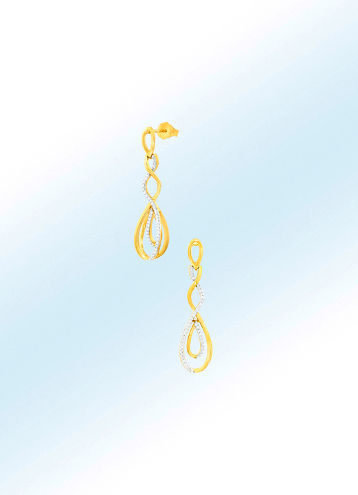 Oorbellen - Elegante oorbellen met echte diamanten, in Farbe