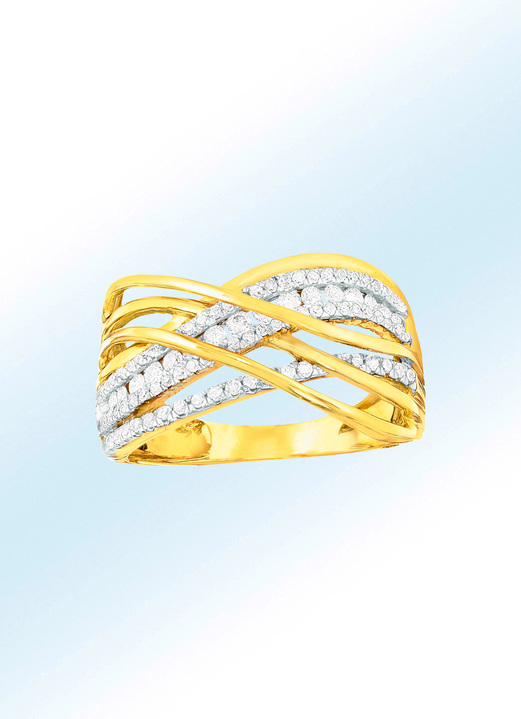 Ringen - Extravagante damesring met echte briljanten en diamanten, in Größe 160 bis 220, in Farbe GOUD