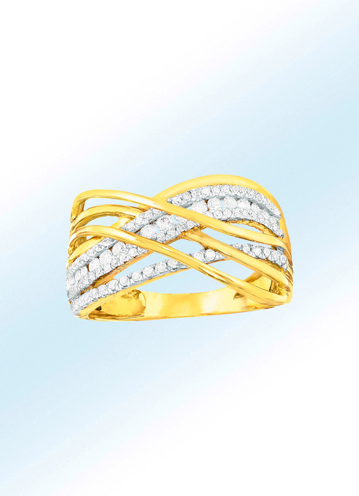 Ringen - Extravagante damesring met echte briljanten en diamanten, in Größe 160 bis 220, in Farbe GOUD
