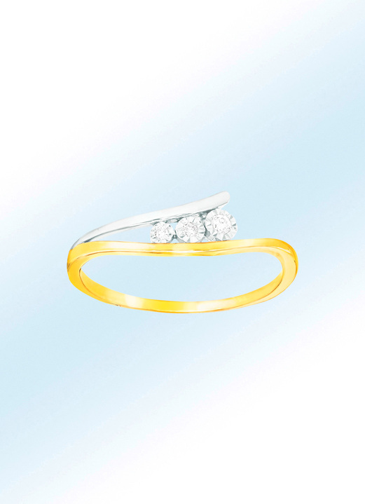 Ringen - Damesring met echte briljanten en een interessant design, in Größe 160 bis 220, in Farbe