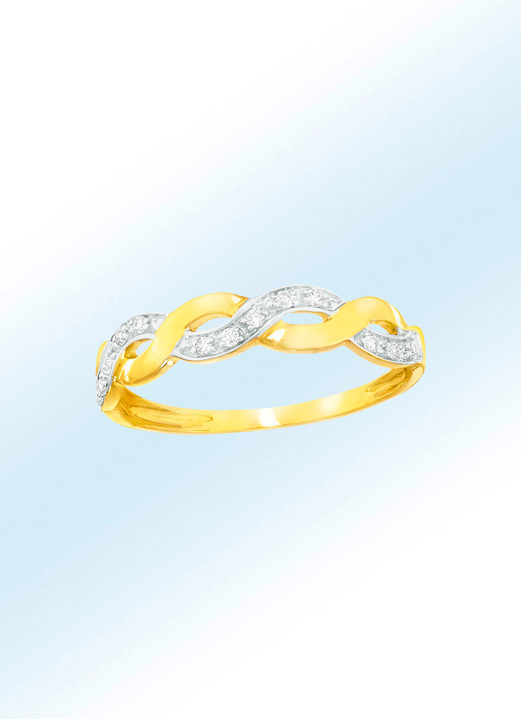 Ringen - Gebogen damesring met echte briljanten, in Größe 160 bis 220, in Farbe