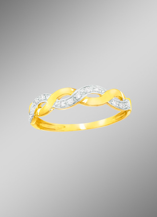 Gebogen damesring met echte diamanten