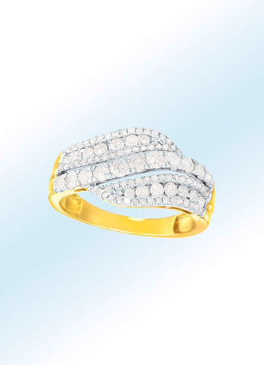 Ringen - Damesring met briljanten en diamanten, in Größe 160 bis 220, in Farbe