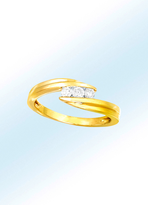 Ringen - Damesring met 3 briljanten, in Größe 160 bis 220, in Farbe
