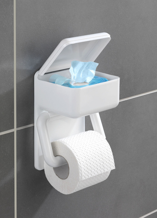 Praktische hulpmiddelen - Wc-rolhouder 2-in-1, in Farbe WIT