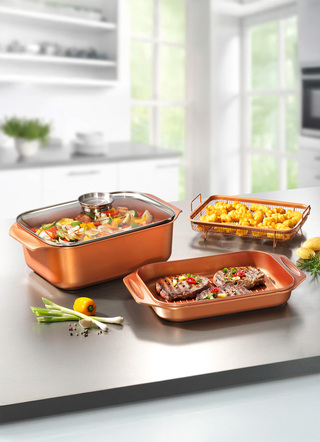 Livington Copperline WonderCooker inclusief glazen deksel en roosterinzet