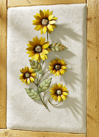 Metalen wanddecoratie zonnebloemen