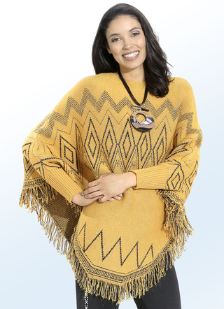 Ponchotrui met alloverprint en glitteraccenten
