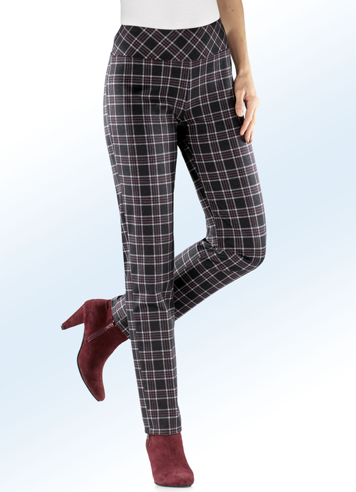 - Broek met trendy ruitjesdessin, in Größe 018 bis 235, in Farbe ANTRACIET-BORDEAUX-GRIJS