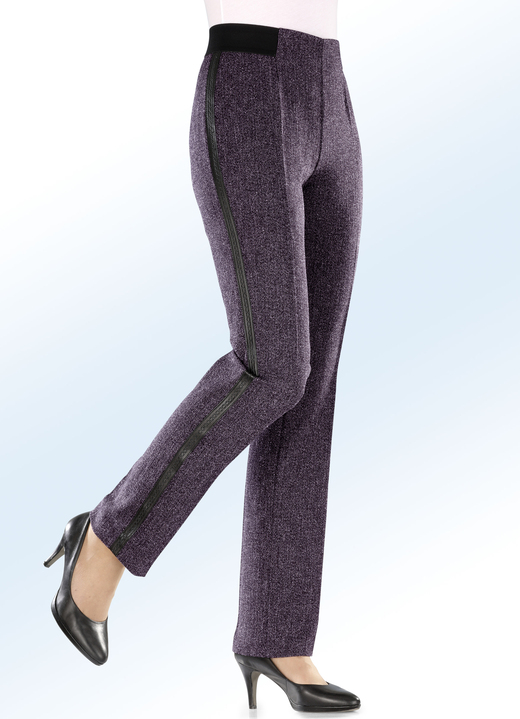Broeken - Prachtige tweed-broek met sierband met imitatie-nappaleer, in Größe 018 bis 245, in Farbe BESSEN Ansicht 1