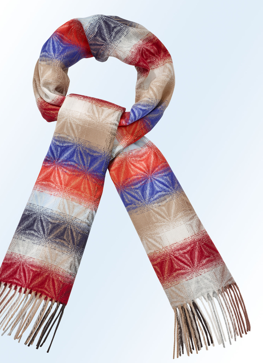 Accessoires - Sjaal met trendy sneeuwstermotieven, in Farbe ROOD-MEERKLEURIG Ansicht 1