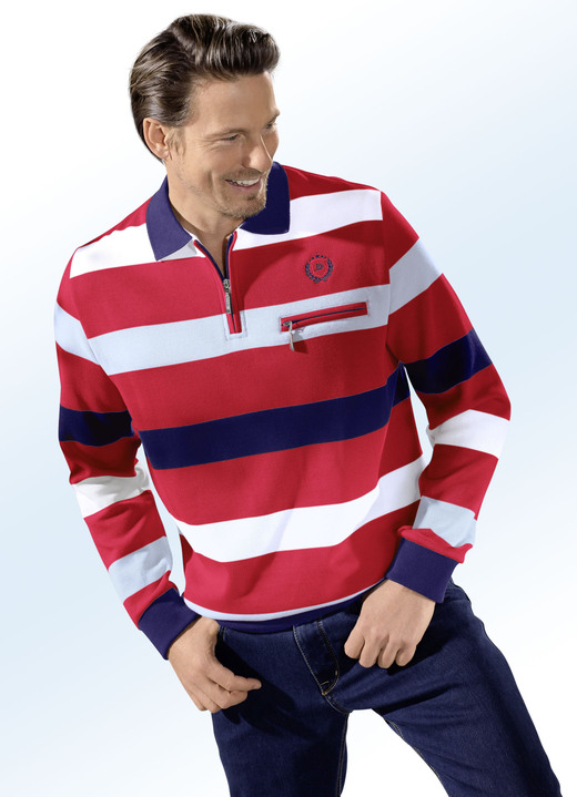 Shirts - Poloshirt, in Größe 046 bis 062, in Farbe ROT-WEISS