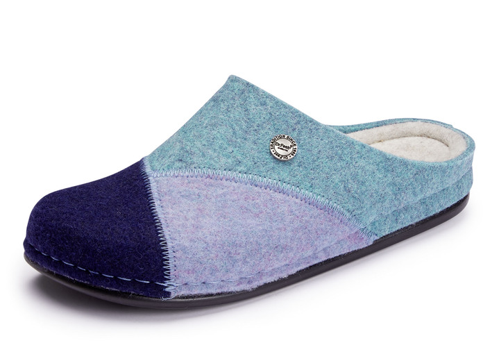 Huisschoenen - Laurina, klassieke damespantoffels, breedte H, met anatomisch gevormd voetbed, in Größe 036 bis 042, in Farbe BLAUW-TURQUOISE Ansicht 1