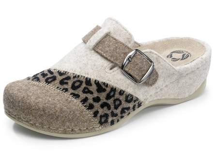 Chique wolvilten pantoffel in 3 kleuren met uitneembaar voetbed, breedtemaat H