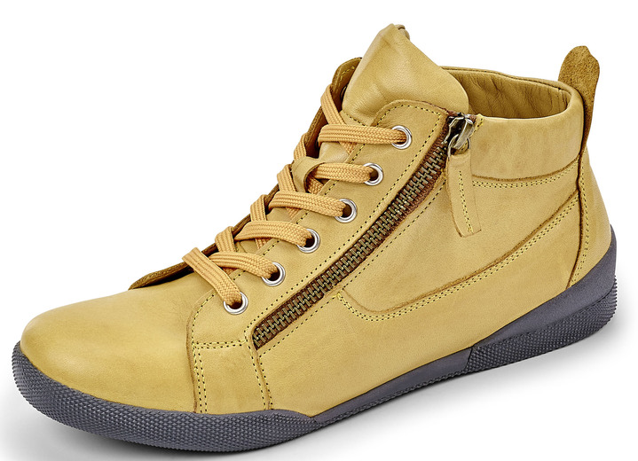 Stiefel & Stiefeletten - Andrea Conti, sportive Damen-Boots, mit herausnehmbarem Fußbett, in Größe 036 bis 042, in Farbe SENFGELB Ansicht 1