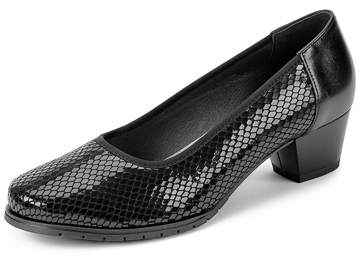 - Pumps van rundlakleer en nappaleer met reptielreliëf, in Größe 3 1/2 bis 8, in Farbe ZWART
